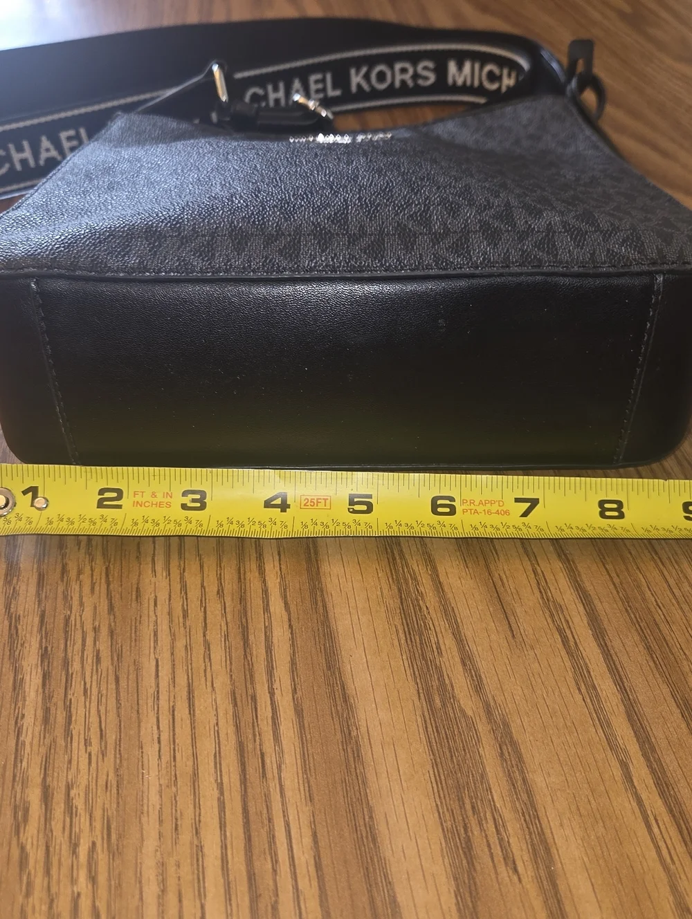 Michael Kors Black Logo-Print Crossbody Bag with Branded Strap
